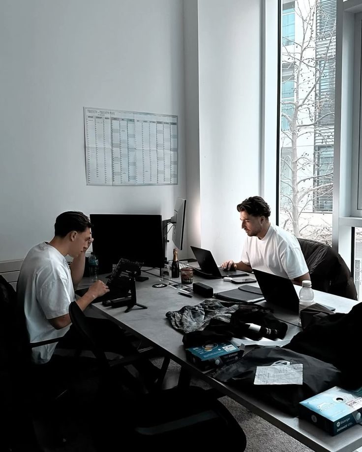 Two colleagues working together in an office